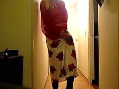 Prevert crossdresser shows his ass and erect prick