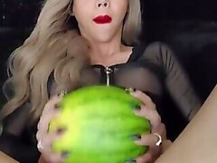 longmint destroy a watermelon with her monsterdick