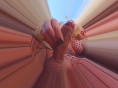 Blonde Tgirl POV cum