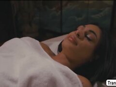 TS Eva does massage anal sex with dude