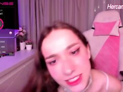 pretty russian teen shemale cutie with sexy feet legs teases on webcam