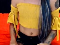 Sexy Shemale Cum All Over Her Tits