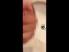 Gorgeous Tranny Jerks Off in the bathroom